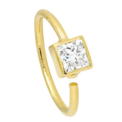 Conjunto de bisel de oro de 14K de 20G de avalancha de joyería anillo aro nariz diamante corte princesa Foto 1 de 4