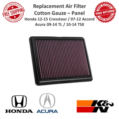 Filtro de aire de repuesto lavable K&N gasa de algodón para Honda Accord / Acura TSX Foto 1 de 4