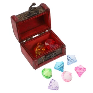 Wooden Treasure Box Gemstone Treasure Chest For Kids Decorative Box - Picture 1 of 12