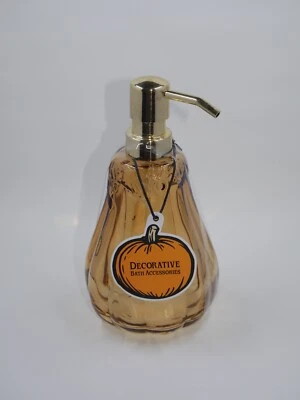 Soap Lotion Dispenser Amber Colored Glass Gourd Gold Hardware Leaf Vine NEW - Image 1 of 4