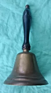 Campana escolar de latón vintage con mango de madera - Imagen 1 de 3