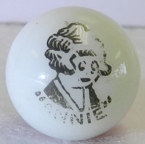 #17887m Nice Vintage Peltier Glass Comic Picture Marble Annie .65 Inches - Picture 1 of 13