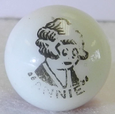 #17887m Nice Vintage Peltier Glass Comic Picture Marble Annie .65 Inches - Image 1 of 4