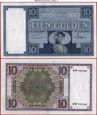 NETHERLANDS 10 GULDEN 27 1 1927 P 43b VF++ free shipping from 100$ - Image 1 of 4