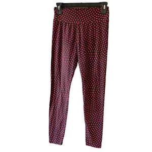 LulaRoe One Size red and black Diamond pattern leggings - Picture 1 of 3