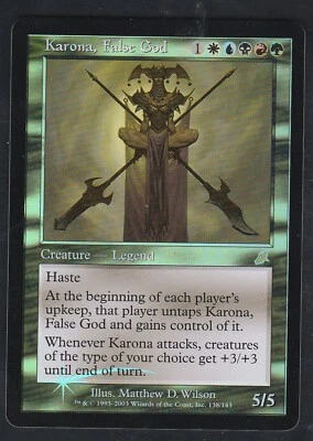 Magic the Gathering KARONA, FALSE GOD #138/143 Scourge Gold Foil Rare 2003 NM - Image 1 of 2