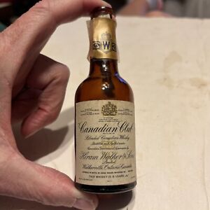 Vintage 1950 Canadian Club Mini Whiskey Bottle Empty Florida Tax Stamp