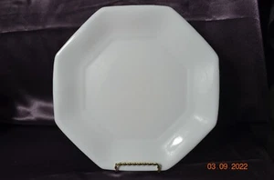 White Milk Glass Octagon Dinner Plate 10.75" France 37 Vintage Simple - Picture 1 of 4