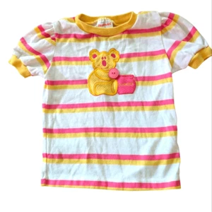 Vintage Healthtex Embroidered Koala Bear Cookie Striped Top Size 5 - Picture 1 of 8