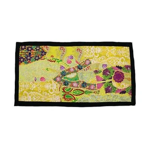 Vintage bordado patchwork indio tribal tradicional tapiz colgante de pared Af - Imagen 1 de 4