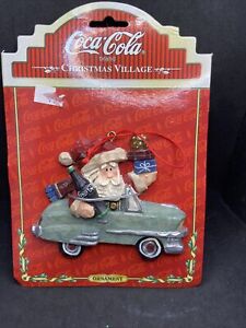 Kurt Adler COCA COLA 1998 Resin Christmas Ornament Santa In Green Car New