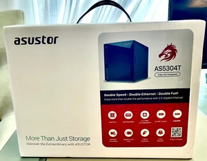 Asustor AS5304T 4 Bay NAS, 1.5GHz Quad-Core, 2 2.5GbE Port, 4GB RAM DDR4, Gam... - Afbeelding 1 van 8