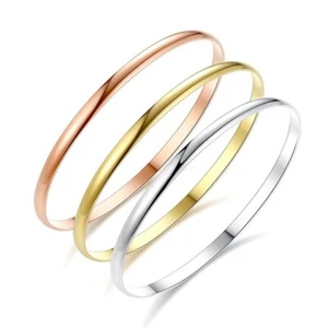 Simple Smooth Plain Bangles Love & Heart Charm Bracelet  Women Fashion Jewelry - Picture 1 of 20