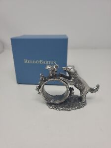 2003 Reed & Barton Silverplate Napkin Ring Holder Dog/Squirrel 1824 Collection