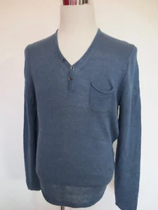 OLYMP Level 5 FIVE Knopf-V-Ausschnitt Pullover L Leinen taubenblau neuwertig /Me - Bild 1 von 6