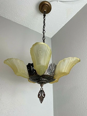 1930s Art Deco 5 Light Slip Shade Fixture Cover