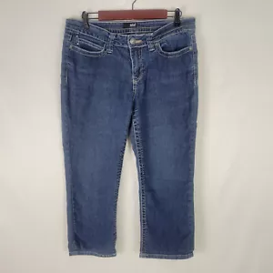 A.N.A Jeans Womens 12 Blue Denim Mid Rise Capri Button Pocket Medium Wash - Picture 1 of 14