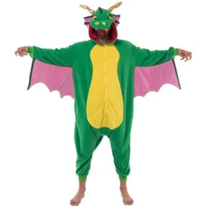 Adult & Kids Dragon Pajama Plush jumpsuit One Piece Animal Costume - Picture 1 of 16