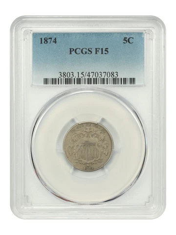 1874 5c PCGS F15 Cover