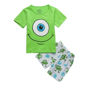 2PCS Kids Boy Mike Wazowski Sleepwear Homewear Shorts Pajamas Matching Set 1-8Y - Picture 1 of 3