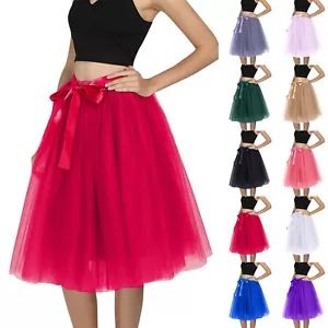 Womens Tutu Skirts A Line Tulle Dress Knee Length Adult Skirt Layered Short Prom - Picture 1 of 54