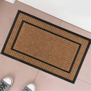Tappeto Zerbino Rettangolare In Fibra Di Cocco e Gomma 45 x 75cm Beige e Marrone - Foto 1 di 3