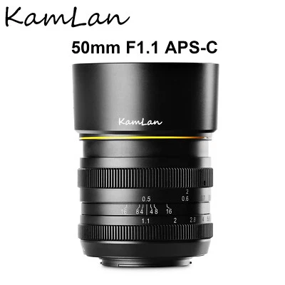 KamLan 50mm F1.1 APS-C Manual Focus Lens for E/X/EOS-M M4/3 Mirrorless Cameras - Image 1 of 4