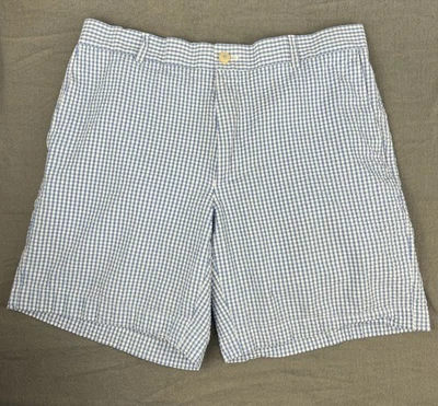 Southern Tide Shorts Mens 35 Blue White Gingham Check  Seersucker Cotton 8” L - Image 1 of 4