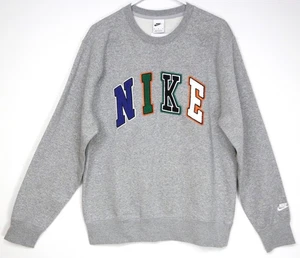 NWT New Nike Crewneck Sweatshirt Raised Lettering Spell Out Gray Mens Medium - Picture 1 of 13