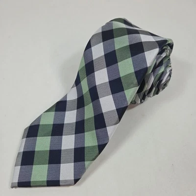 Галстук мужской CHAPS синий зеленый белый клетчатый клетчатый галстук 57 дюймов x 3 дюйма - Изображение 1 из 4