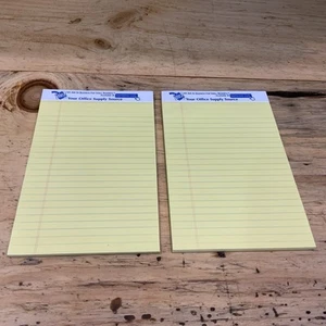 Vintage Menge 2 Jr Legal Schreibblöcke Papier 5” x 8” Sam's Club kanariengelb - Bild 1 von 8