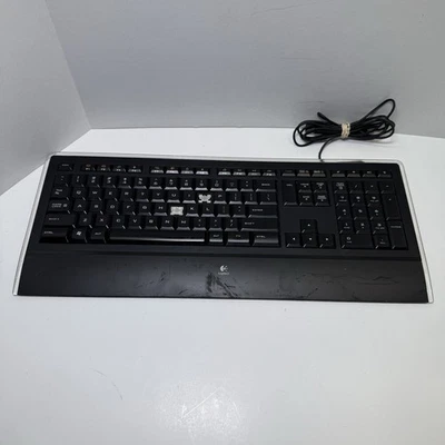Logitech Illuminated Keyboard Wired USB K740 Y-UY95 Tested - Missing 2 Keys - Image 1 of 4