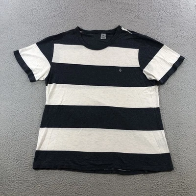 Volcom Paper Thin T Shirt Men’s L Gray Stripes Beach Surf Pool - Image 1 of 4