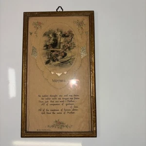 Vintage Buzza Craftacres Mother Poem Framed Image w/ Gold Accent - Picture 1 of 8