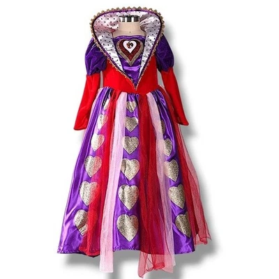 Queen of Hearts Costume Alice Wonderland Red Purple Gold Cracker Barrel Girl 4/5 - Image 1 of 4