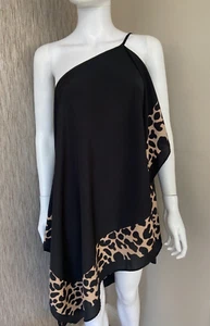 Fantasie Strandbedeckung Schwarz & Leopardenmuster GRÖSSE M-L UK 12-16 BNWT - Bild 1 von 6
