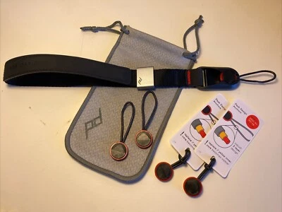 Correa de muñeca para cámara Peak Design Cuff - negra/roja con bolsa y 5 anclajes Foto 1 de 4