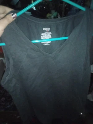 Women’s Danskin Dark Gray Tank Top Loose Fitting XL Floral 2 Sided Two - Image 1 of 3