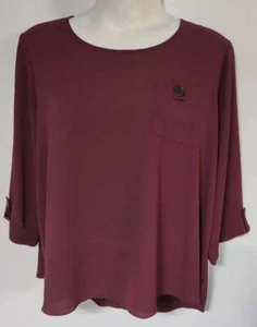 Cato Women's Sz 22W/24W Solid Burgundy Dressy Pullover Blouse Top NEW NWT Non Ir - Picture 1 of 4