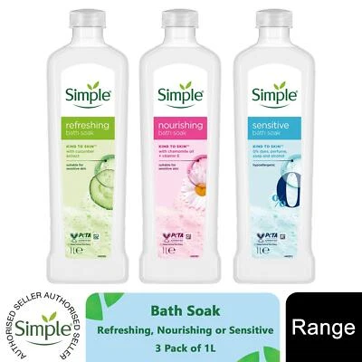 Simple Kind to Skin Bath Soak Pflegend, Empfindlich oder Erfrischend 1L, 3er Pack
