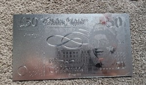 Silver Plated £50 fifty POUND BANKNOTE NOTE 