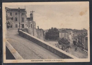 Cartolina Portacomaro Municipio e Via Umberto I AE169 - Picture 1 of 1