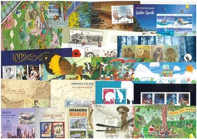 Australia 40 hojas diferentes de estampillas en miniatura todas CTO/usadas con goma Foto 1 de 2