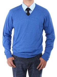 Luciano Natazzi Mens Pullover V-Neck Long Sleeve Sweater Cotton Relaxed - Picture 1 of 2