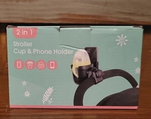 Stroller Wheelchair Bike Cart 2 N 1 Phone & Cup Holder Blue Universal Fit New - Picture 1 of 6