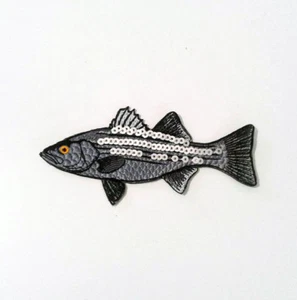 Fish with Sequins Embroidered Patch Applique - Picture 1 of 6