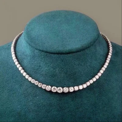 D Color VVS1 Moissanite Tennis Necklace Women 925 Sterling Silver Pass Tester - Image 1 of 4