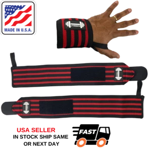 Wrist Band Brace Support Gym Strap Bandage Wrap Adjustable (Pair) - Bild 1 von 3