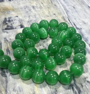 Cuentas de vidrio ojo de gato 10 mm, verde, aproximadamente 40 piezas franqueo gratuito OZ vendedor - Imagen 1 de 4