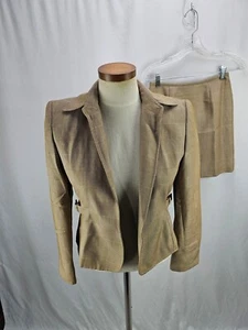 Liz Claiborne Women's Beige Windowpane Skirt Suit 2P - Picture 1 of 6